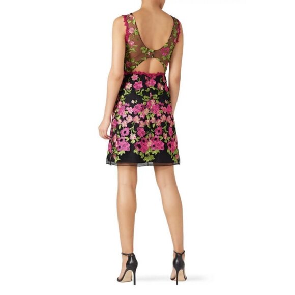 💕MARCHESA NOTTE💕 Sleeveless Embroidered Cocktail Dress ~ Black Floral Print 8 - Picture 8 of 16